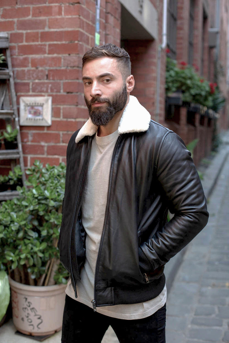 Aviator sales leather jacket
